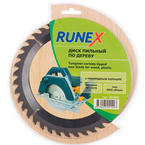 Диск пильный Runex по дереву, 180х(20/16) мм, 40 зуба Диск пильный Runex по дереву, 180х(20/16) мм, 40 зуба